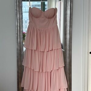 Lovers + Friends Strapless Pink Tiered Dress